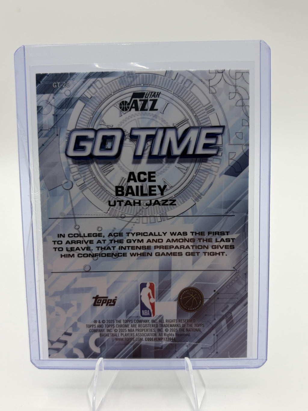 2025 Topps Chrome Ace Bailey Go Time Insert Card #GT-20 RC Utah Jazz Rookie