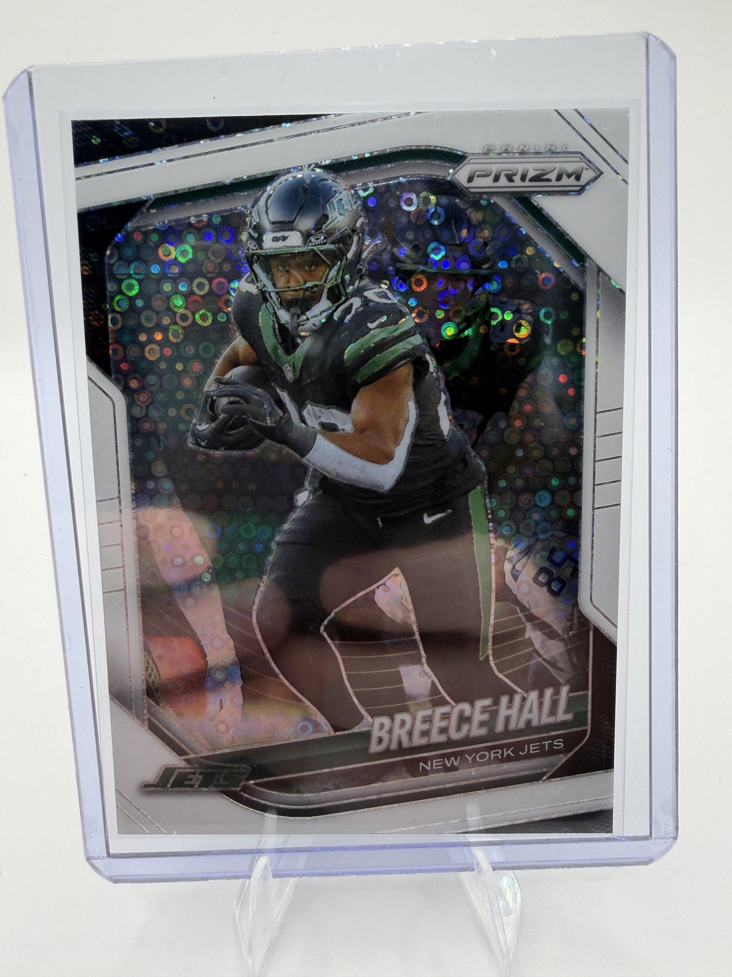 2025 Panini Prizm Breece Hall White Disco Prizm Card #50 Jets