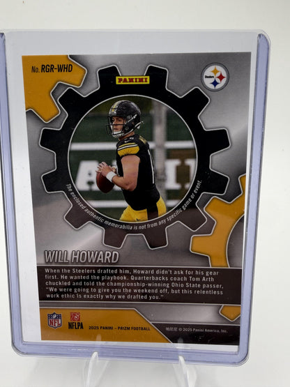 2025 Panini Prizm Will Howard RC Rookie Gear Jersey Relic Card #RGR-WHD Steelers