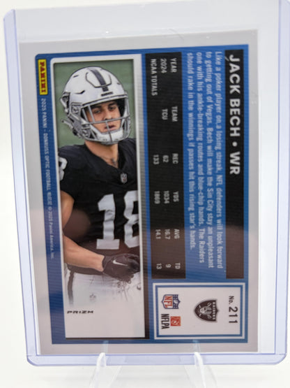 2025 Donruss Optic Jack Bech Rated Rookie Card Pink Velocity Prizm Raiders #211