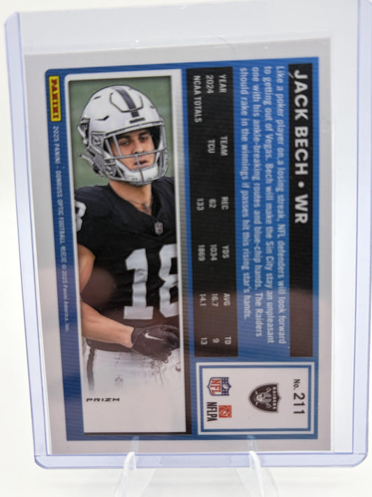 2025 Donruss Optic Jack Bech Rated Rookie Card Pink Velocity Prizm Raiders #211