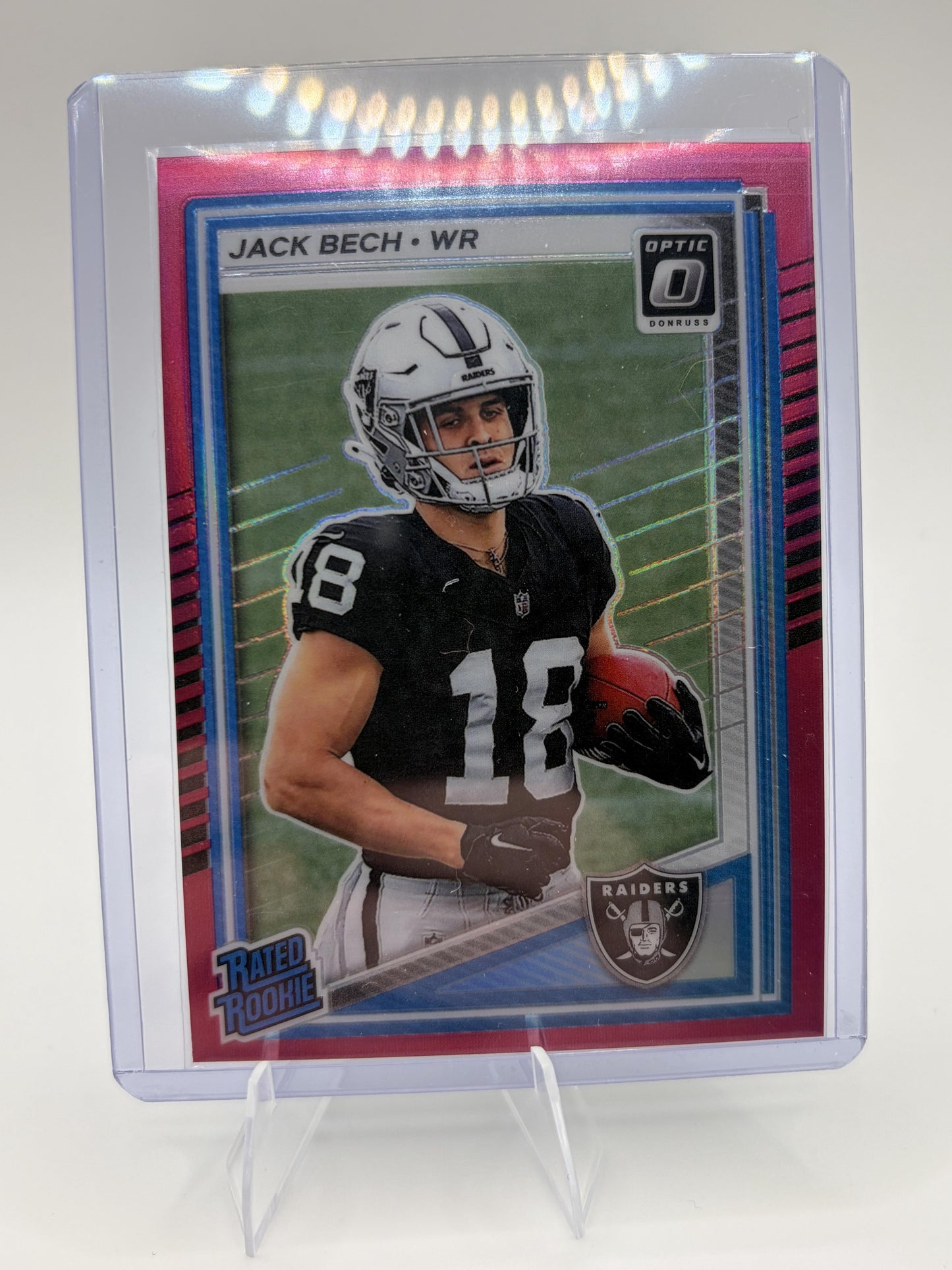 2025 Donruss Optic Jack Bech Rated Rookie Card Pink Velocity Prizm Raiders #211