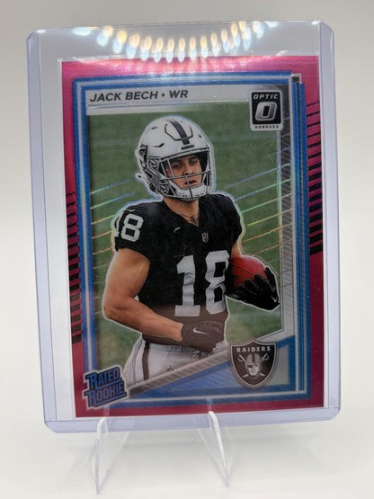 2025 Donruss Optic Jack Bech Rated Rookie Card Pink Velocity Prizm Raiders #211