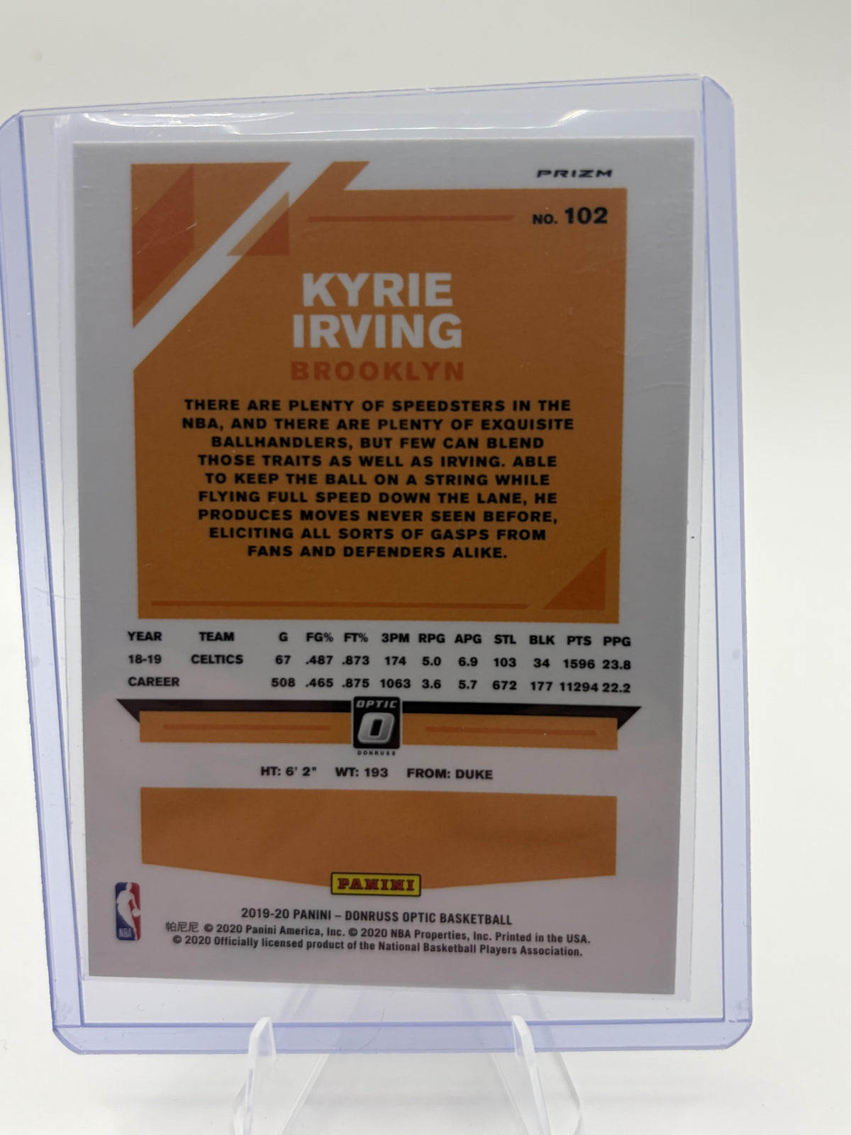 2019 Panini Donruss Optic Kyrie Irving Pink Velocity Prizm Card Nets #102