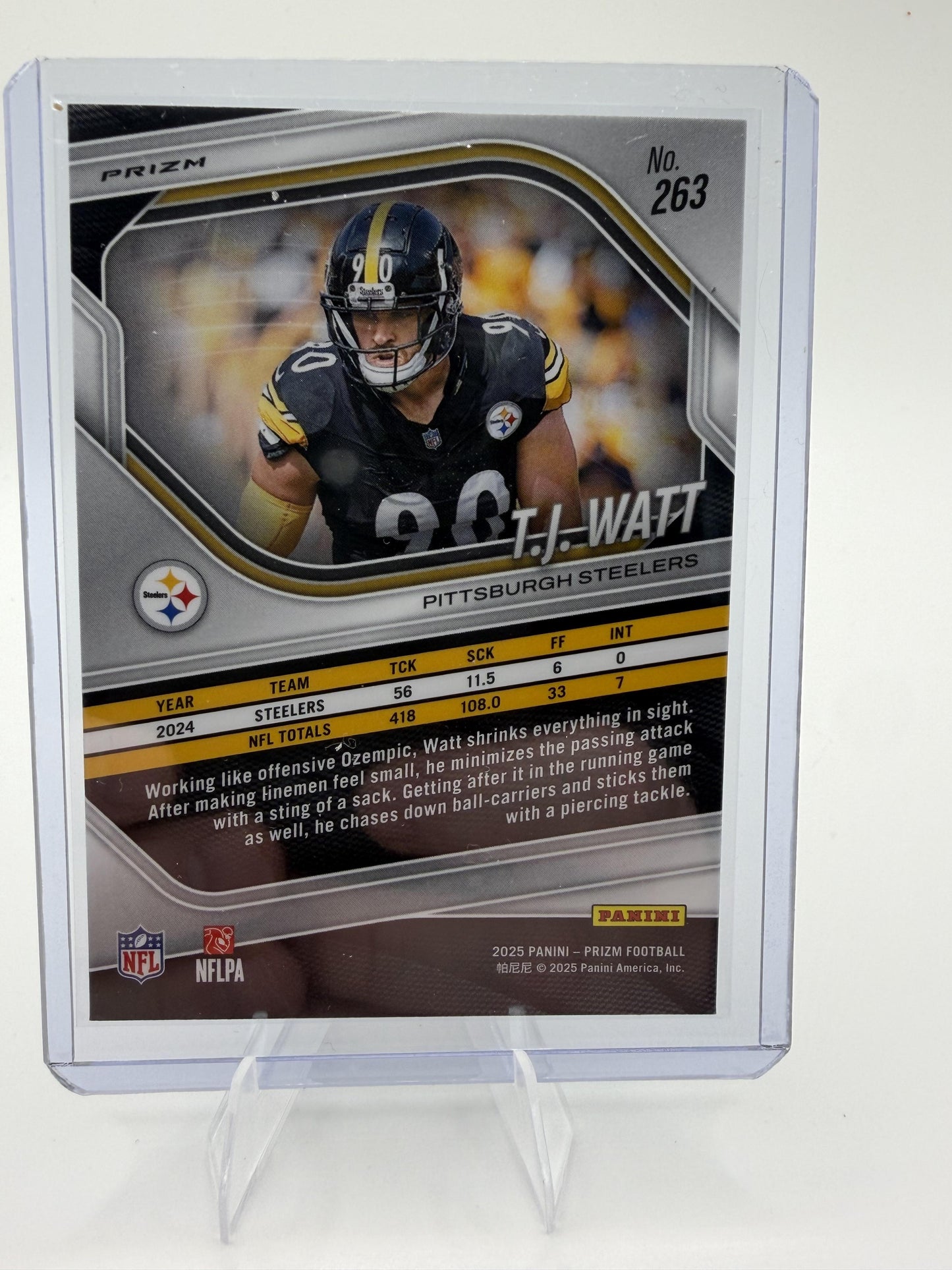 2025 Panini Prizm T.J. Watt Steelers Card Silver Prizm Pulsar Disco #263