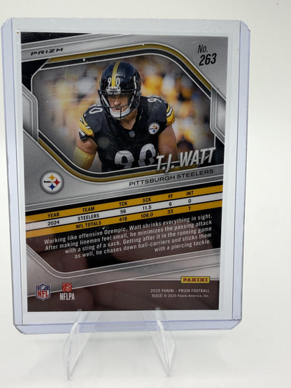2025 Panini Prizm T.J. Watt Steelers Card Silver Prizm Pulsar Disco #263