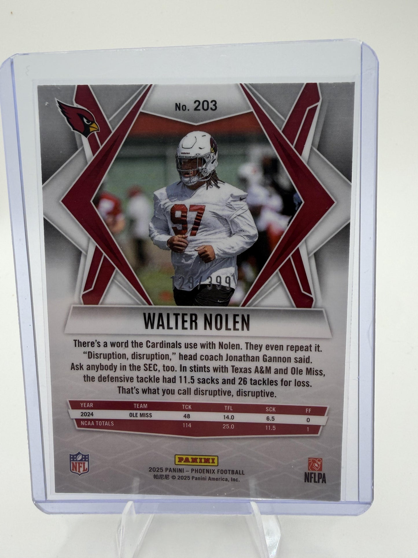 2025 Panini Phoenix Walter Nolen Rookie Card Red Snowflake Parallel /399 #203