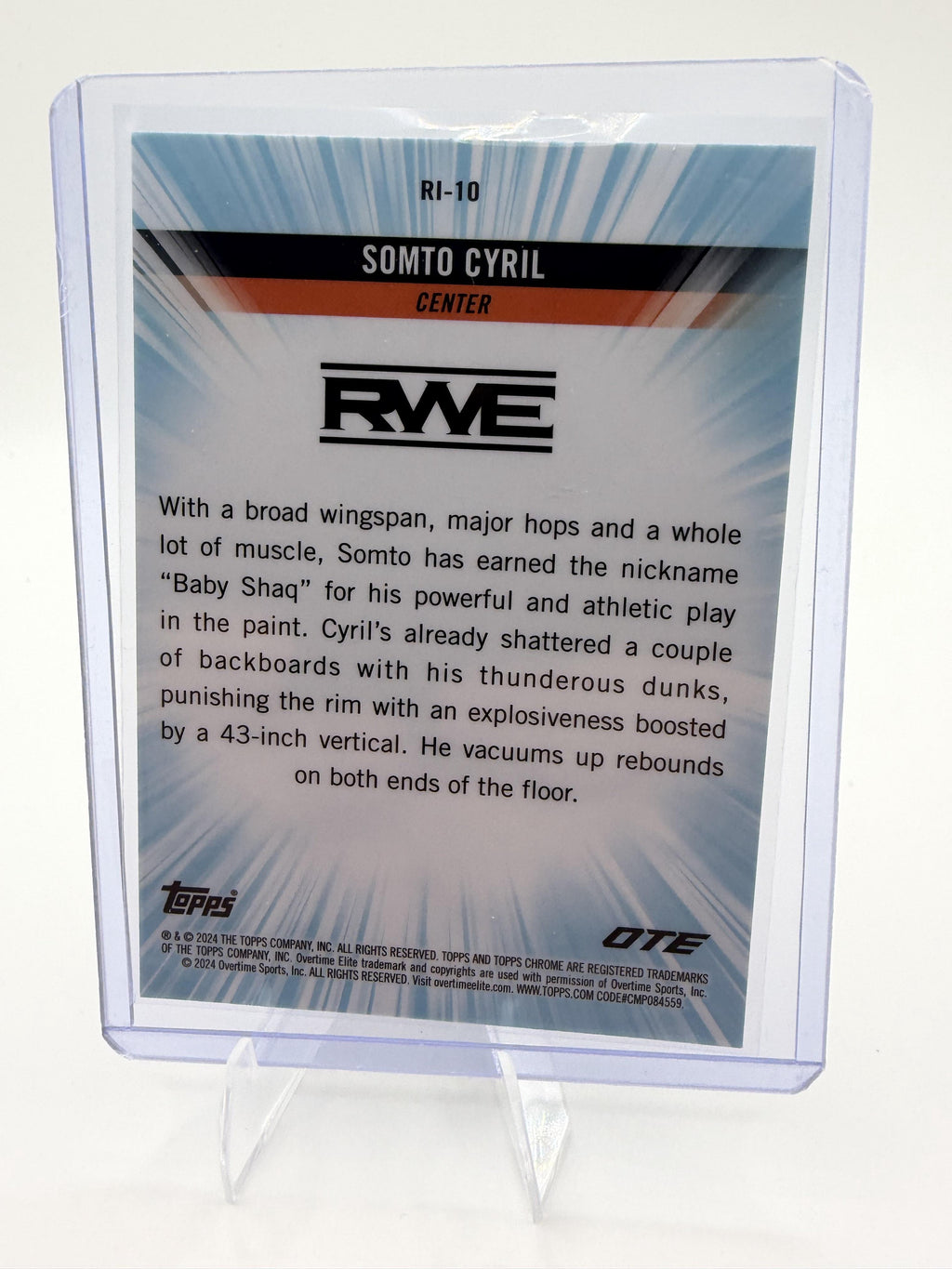 2023-24 Topps Chrome Overtime Elite Somto Cyril Run It! Insert RI-10 Card OTE