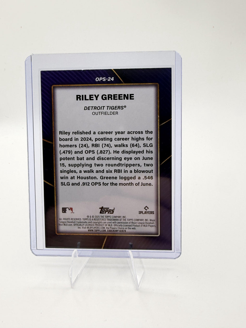 2025 Topps Series 2 Riley Greene OPS Leaders Insert Card #OPS-24 Tigers