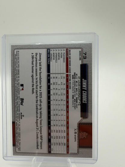 2026 Topps Jimmy Crooks RC Silver Crackle Foil Parallel Baseball Card #73