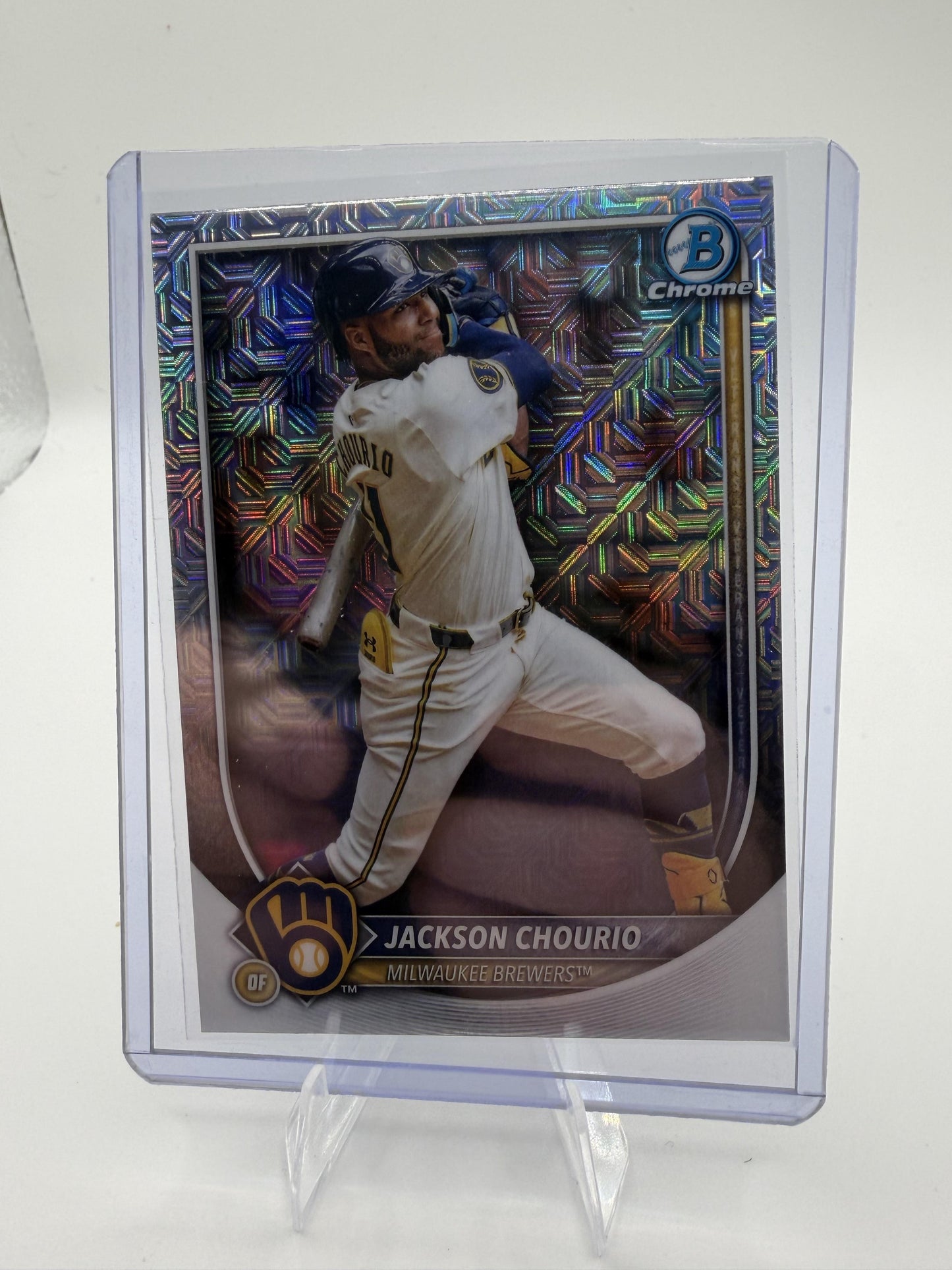 2025 Bowman Chrome Jackson Chourio Mojo Refractor Card #11 Brewers