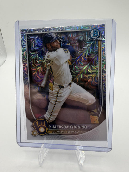 2025 Bowman Chrome Jackson Chourio Mojo Refractor Card #11 Brewers