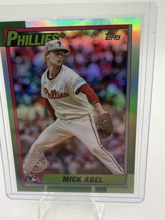 2025 Topps Update Mick Abel RC Card #U90-25 1990 35th Anniversary Rainbow Foil