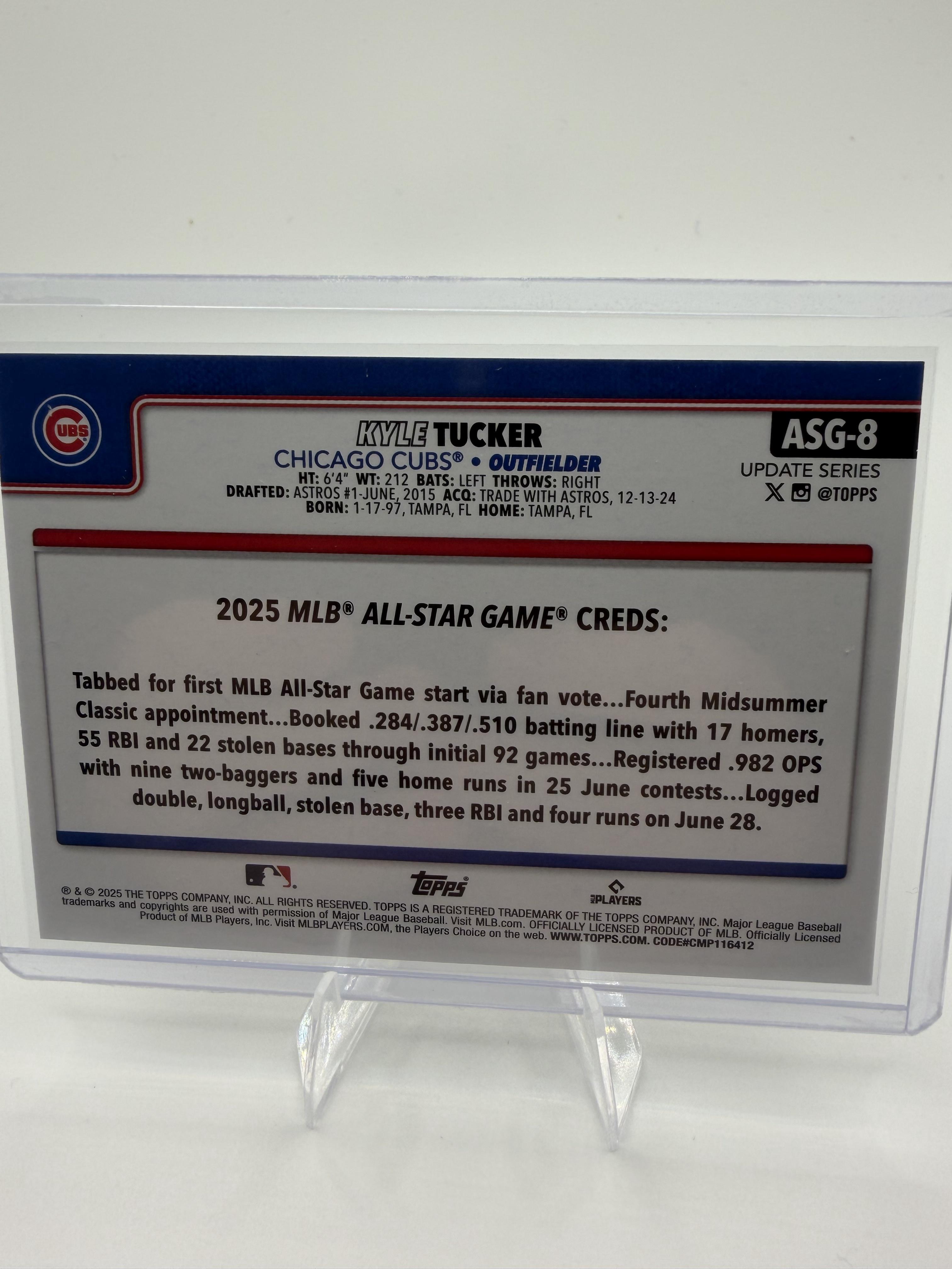 2025 Topps Update Kyle Tucker ASG #ASG-8 All-Star Game Rainbow Foil Card Cubs