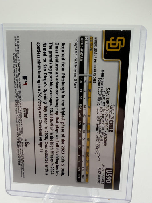 2025 Topps Update Omar Cruz RC #US90 Silver Crackle Foil San Diego Padres Card