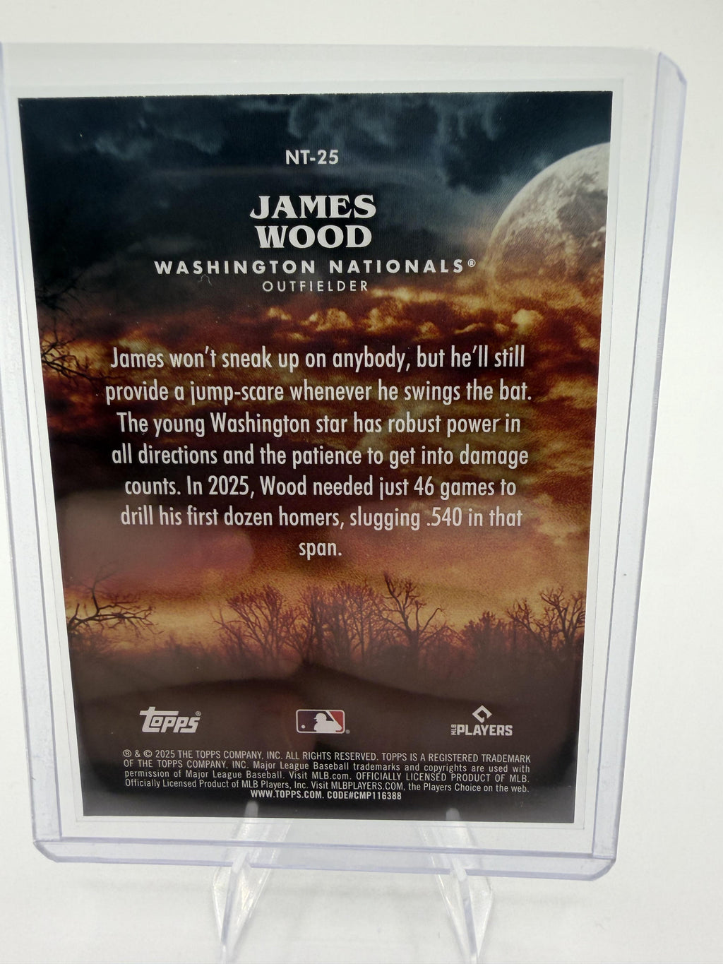 2025 Topps James Wood RC #NT-25 Night Terrors Nationals Baseball Card