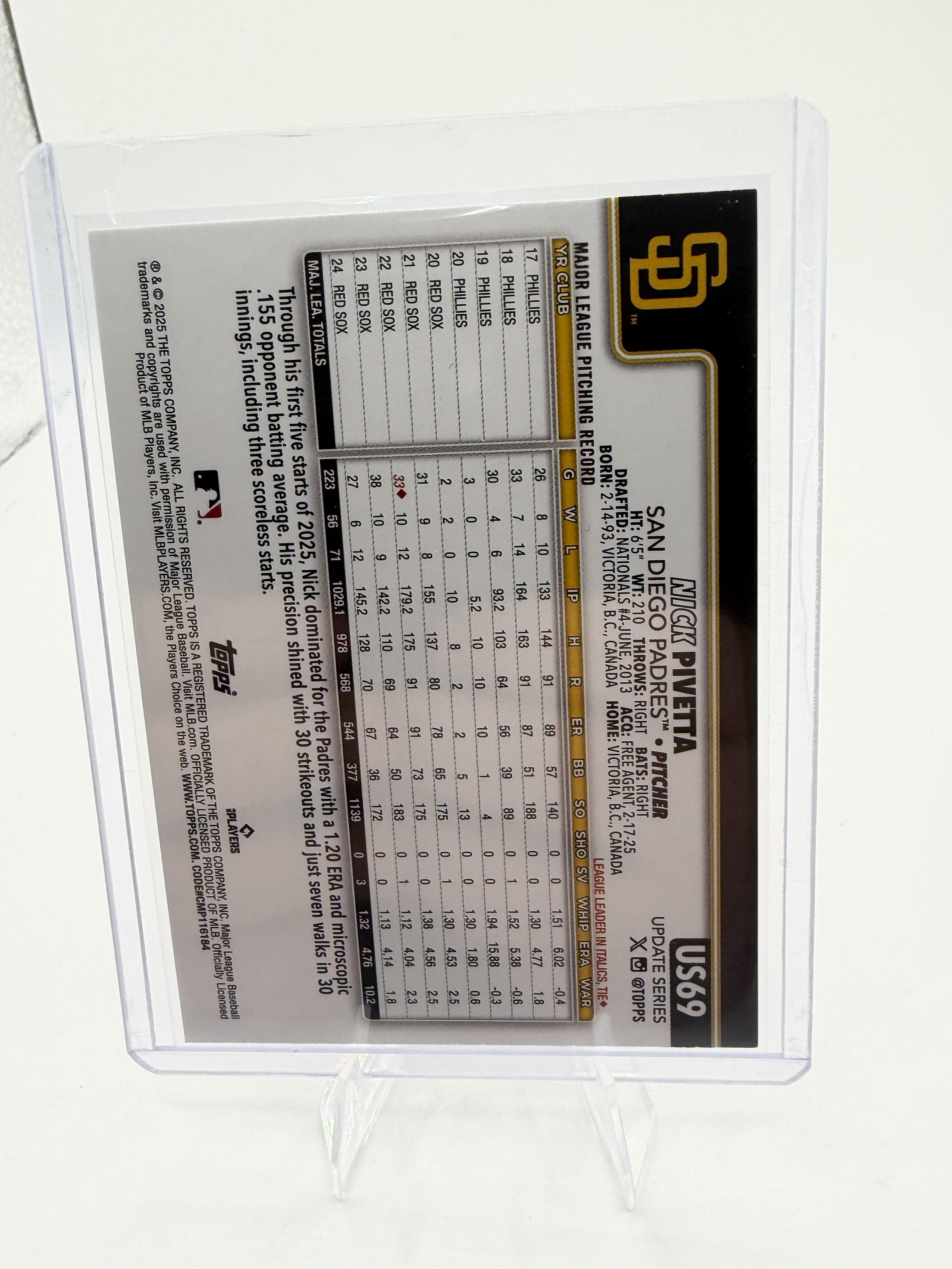 2025 Topps Update Nick Pivetta #US69 Silver Crackle Foil San Diego Padres Card