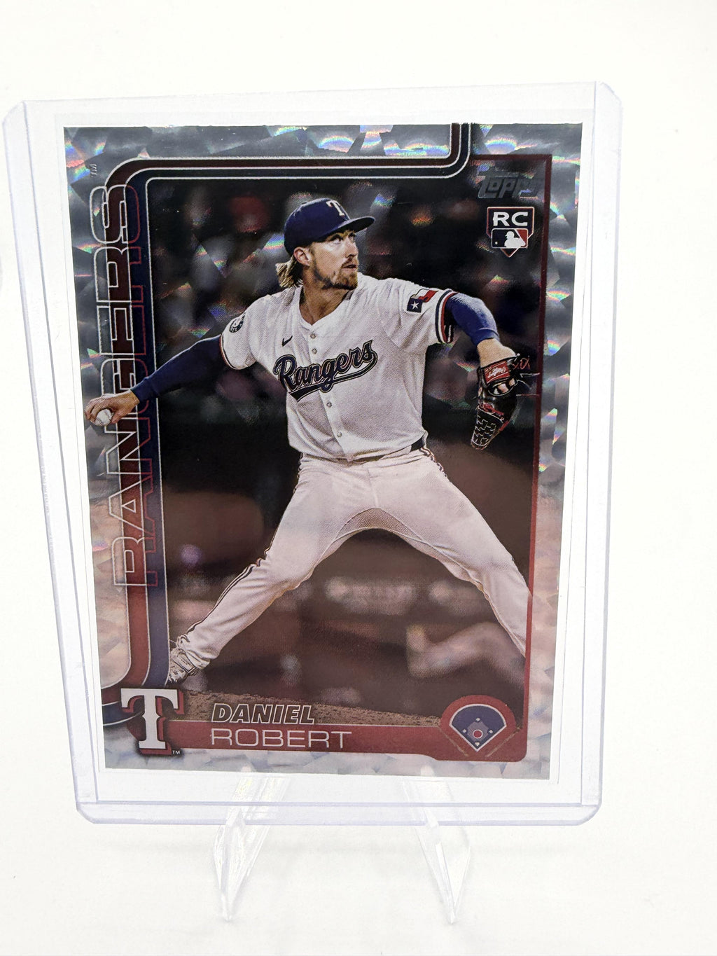 2025 Topps Update Daniel Robert RC #US304 Silver Crackle Foil Rangers Card