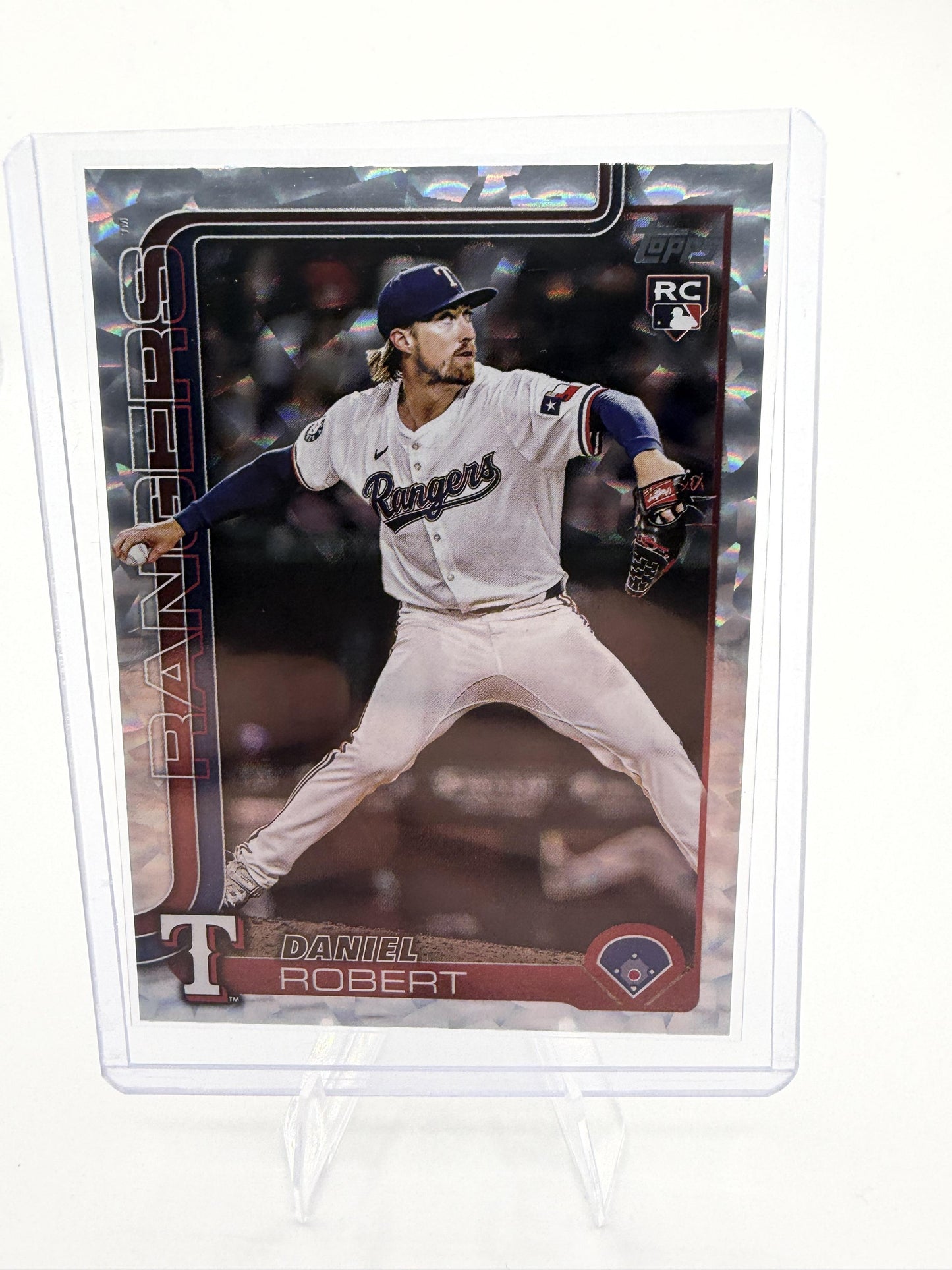 2025 Topps Update Daniel Robert RC #US304 Silver Crackle Foil Rangers Card