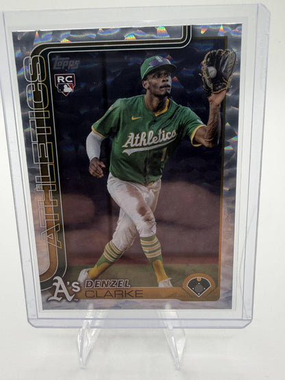 2025 Topps Update Denzel Clarke RC #US14 Silver Crackle Foil Oakland A's Card