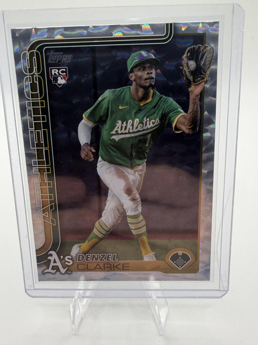 2025 Topps Update Denzel Clarke RC #US14 Silver Crackle Foil Oakland A's Card