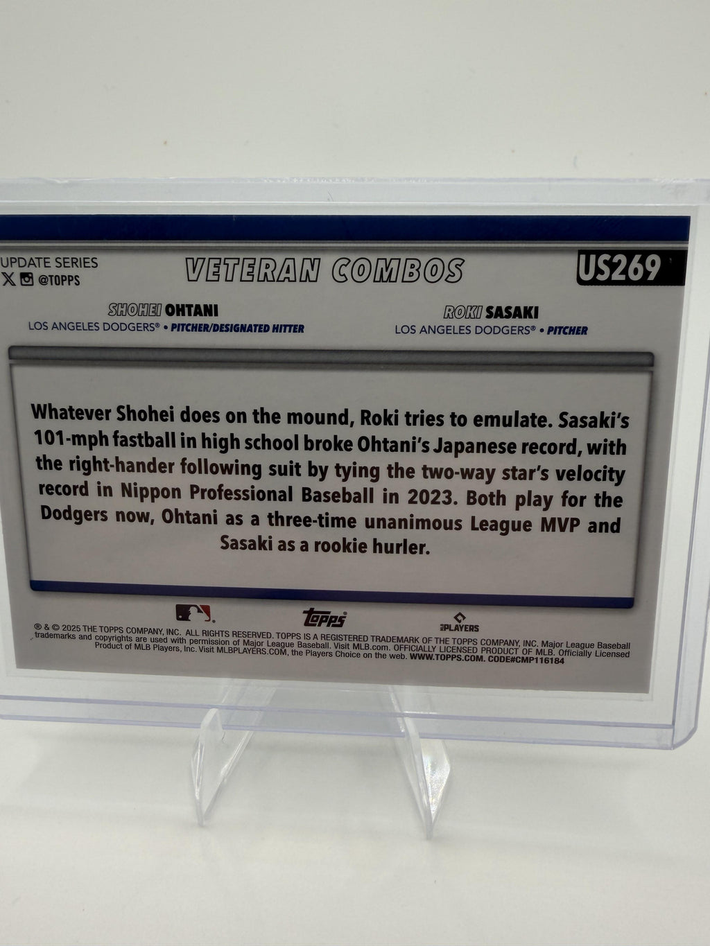 2025 Topps Update Shohei Ohtani Roki Sasaki Silver Crackle Foil Card Dodgers