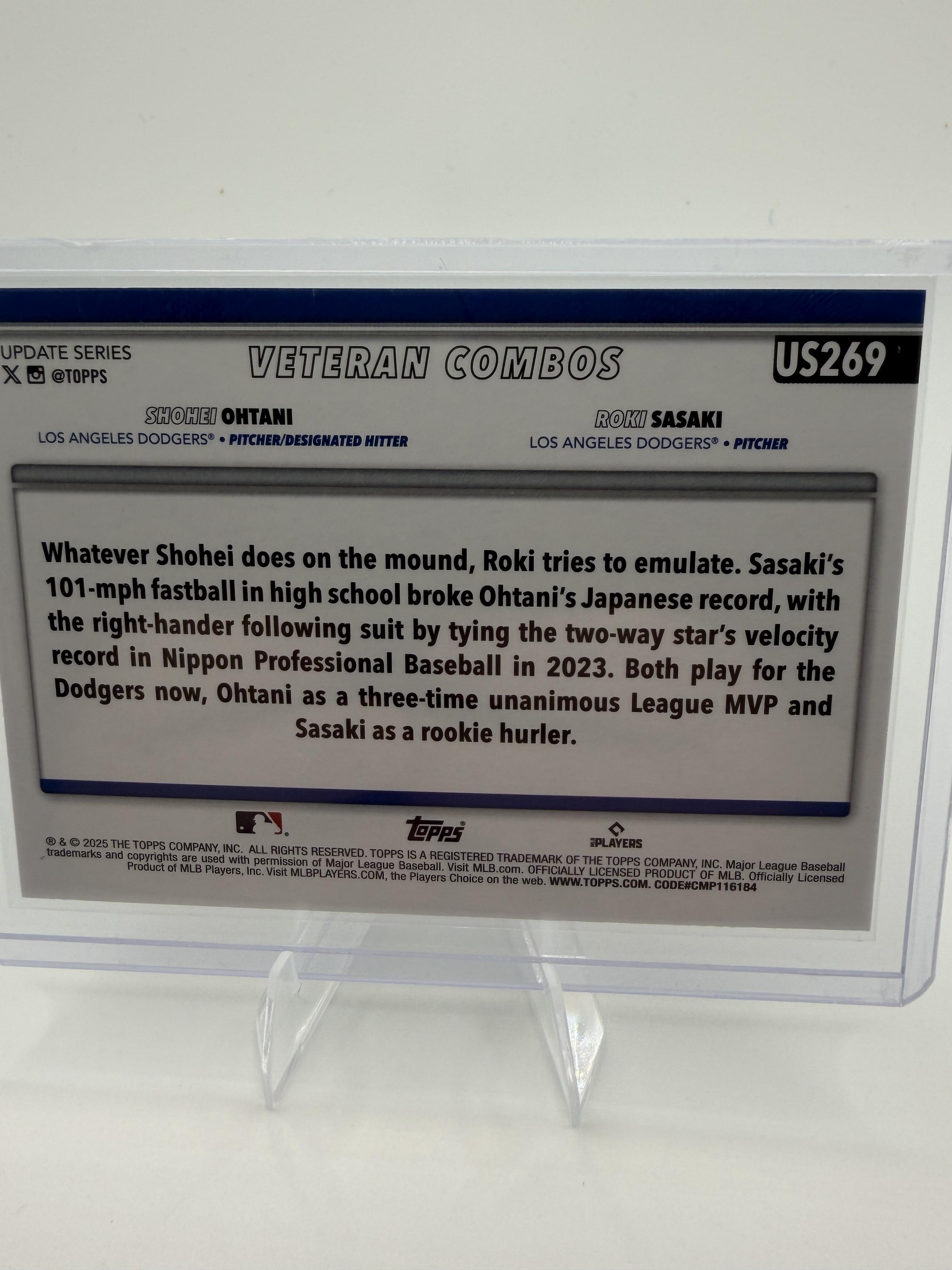 2025 Topps Update Shohei Ohtani Roki Sasaki Silver Crackle Foil Card Dodgers