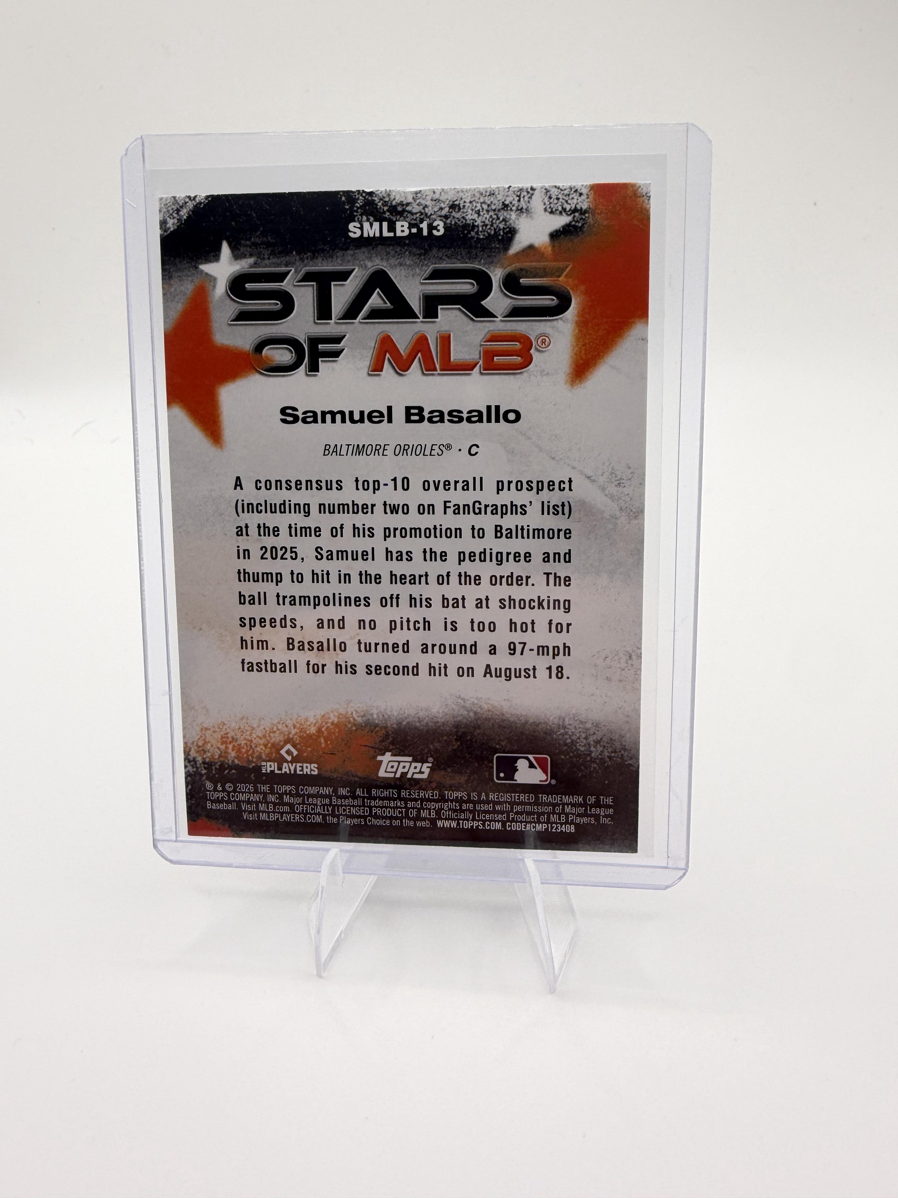 2026 Topps Stars of MLB Samuel Basallo Rookie RC Card #SMLB-13 Orioles