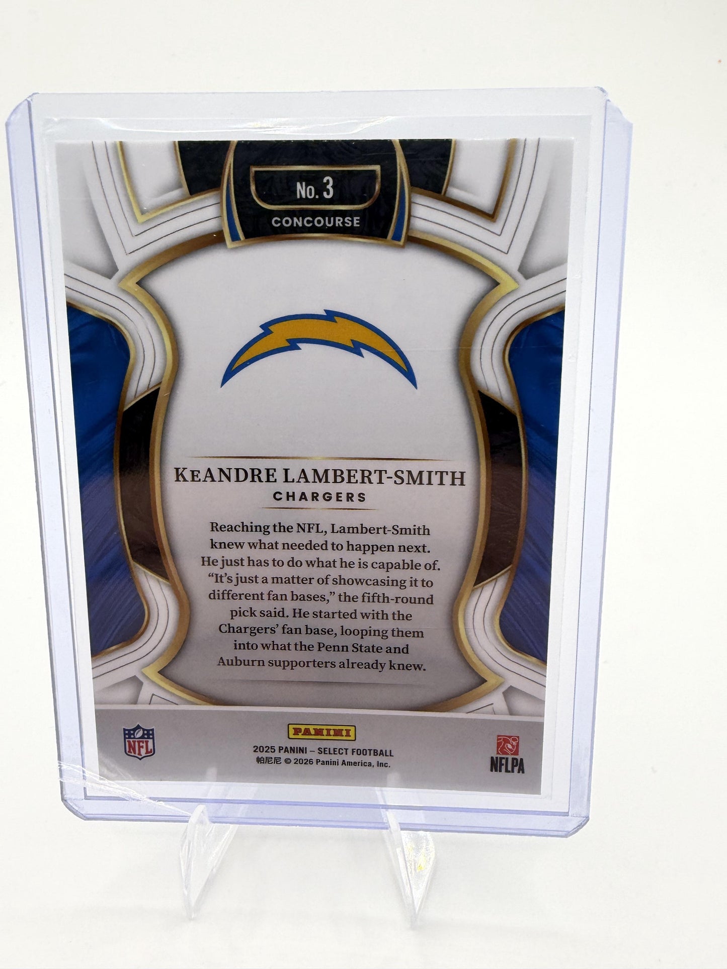 2025 Panini Select KeAndre Lambert-Smith RC Rookie Card #3 Chargers