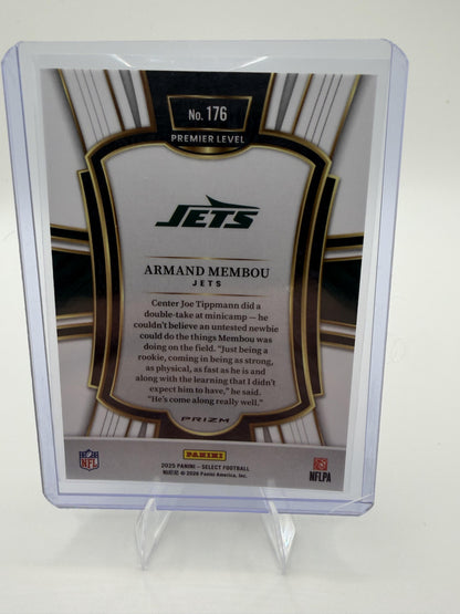 2025 Panini Select Armand Membou Rookie RC Card #176 Jets Premier Level Prizm