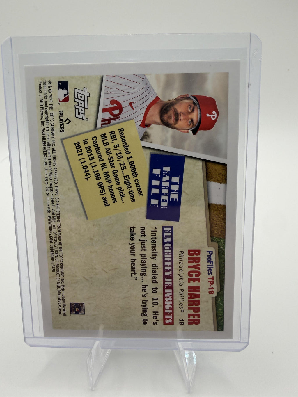 2026 Topps Series 1 Bryce Harper Profiles Card #TP-19 Phillies Griffey