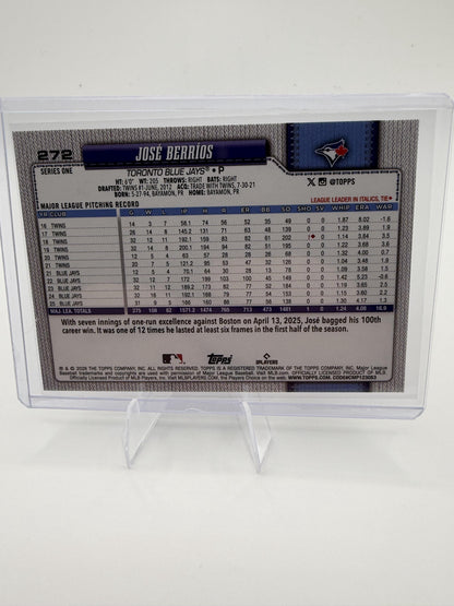 2026 Topps Series 1 Jose Berrios Card #272 Sandglitter Parallel Blue Jays