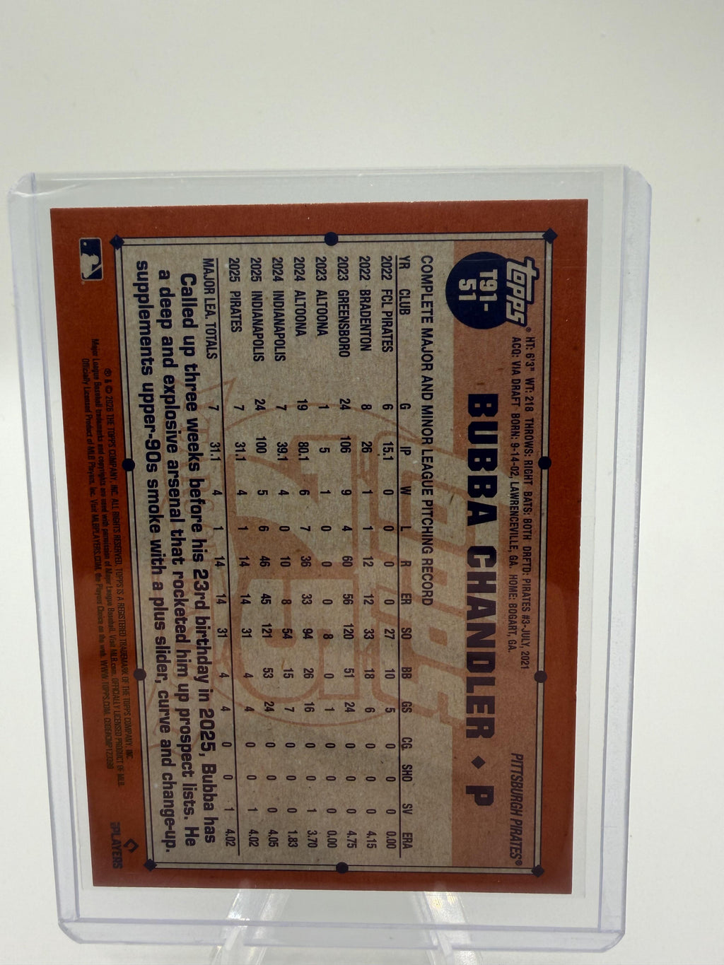 2026 Topps Bubba Chandler Card 1991 Topps Baseball 35th Anniversary