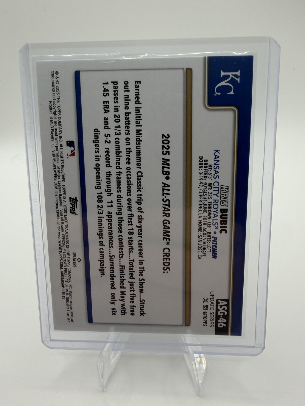 2025 Topps Update Kris Bubic Card #ASG-46 All-Star Game ASG Rainbow Foil
