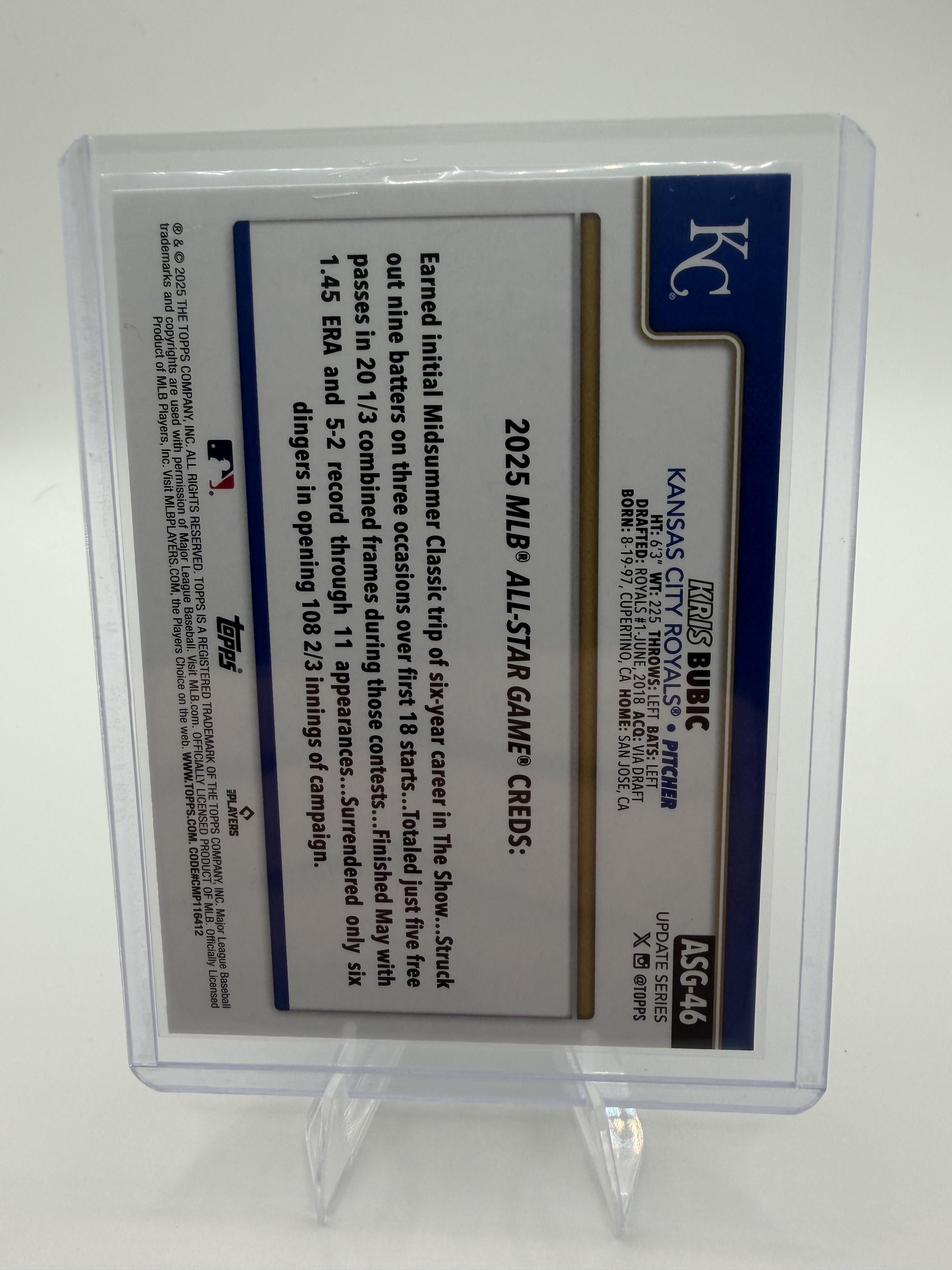 2025 Topps Update Kris Bubic Card #ASG-46 All-Star Game ASG Rainbow Foil