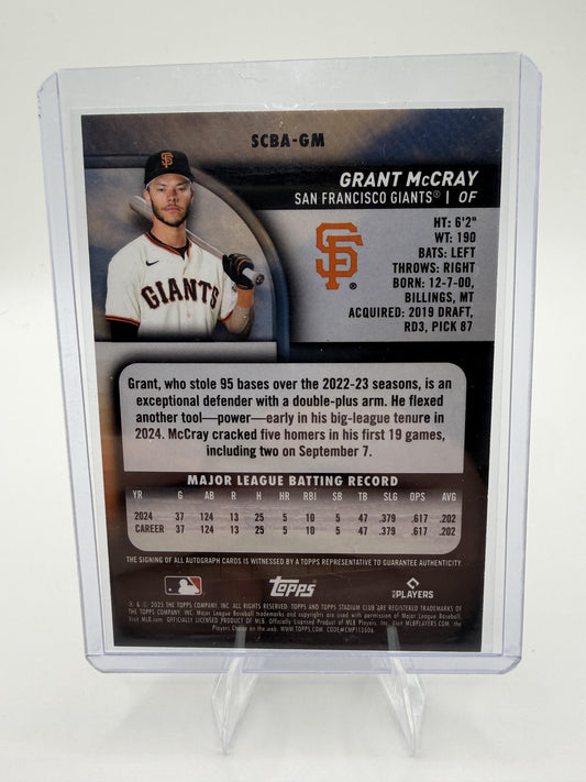 2025 Stadium Club Grant McCray Auto #SCBA-GM Giants Yellow Rookie Autograph