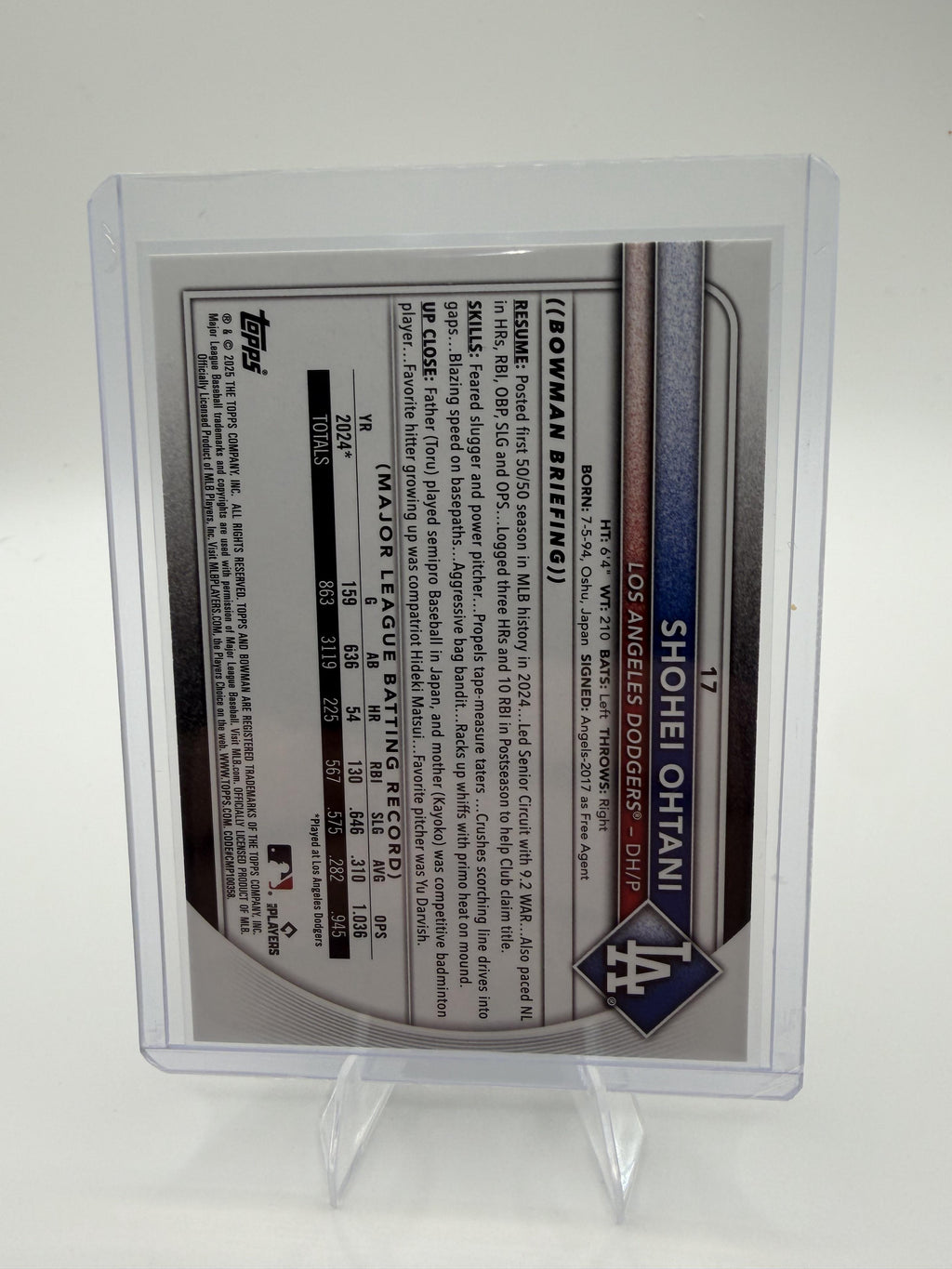 2025 Bowman Shohei Ohtani #17 Los Angeles Dodgers Baseball Card
