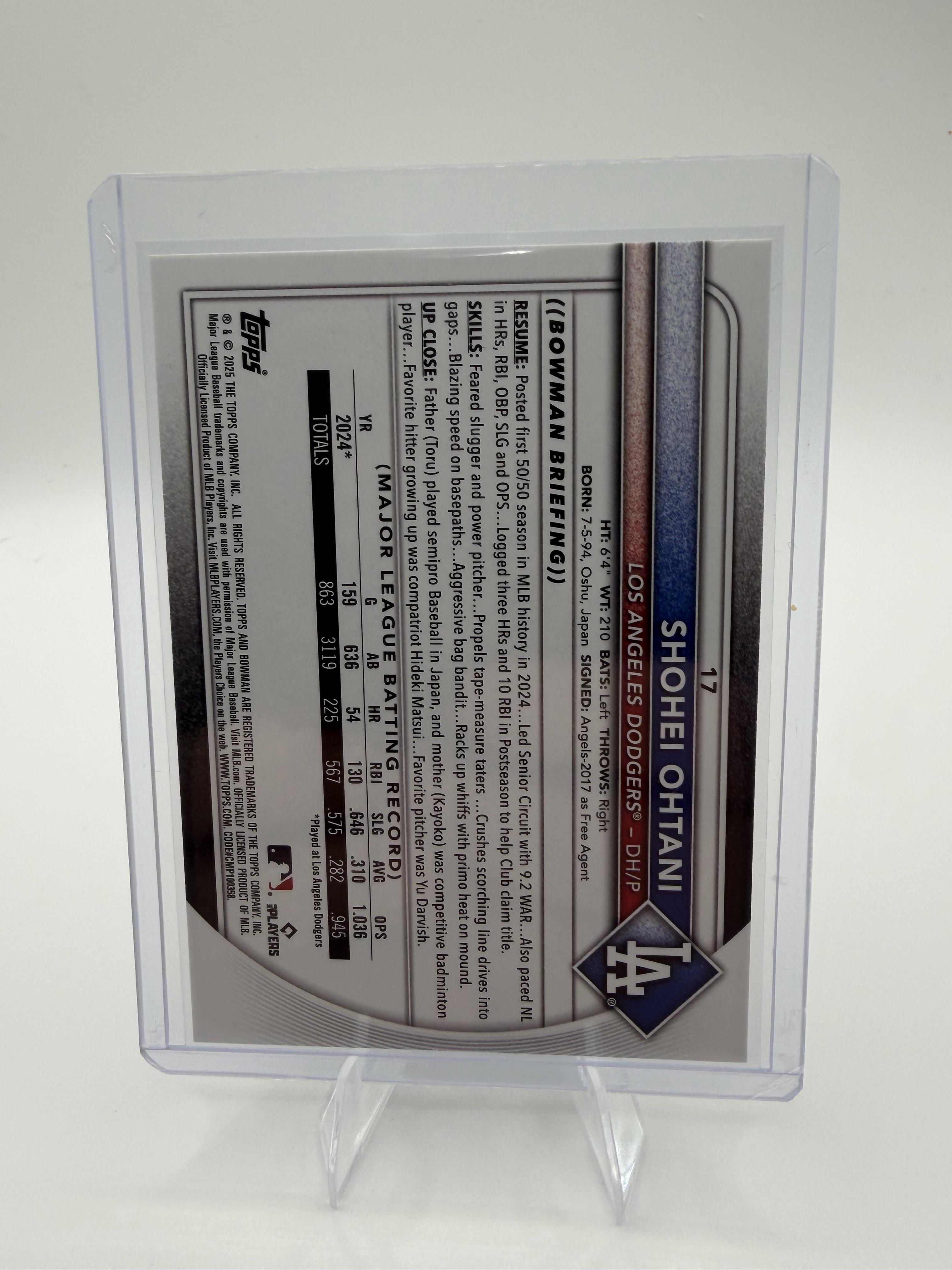 2025 Bowman Shohei Ohtani #17 Los Angeles Dodgers Baseball Card