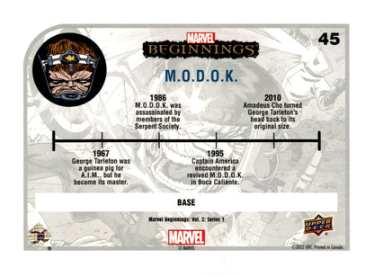 2022 Upper Deck  Marvel Beginnings Volume 2, Series 1 M.O.D.O.K. Card