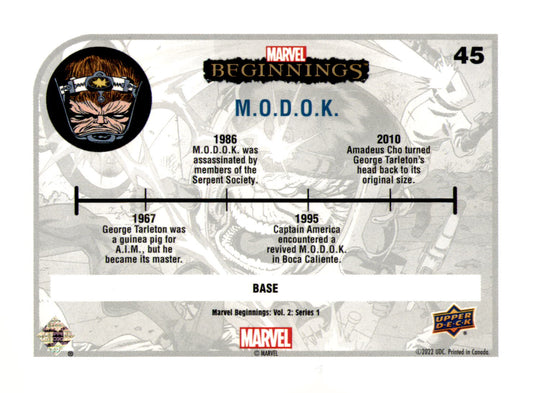 2022 Upper Deck  Marvel Beginnings Volume 2, Series 1 M.O.D.O.K. Card