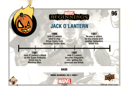 2022 Upper Deck  Marvel Beginnings Volume 2, Series 1 Jack O'Lantern Card