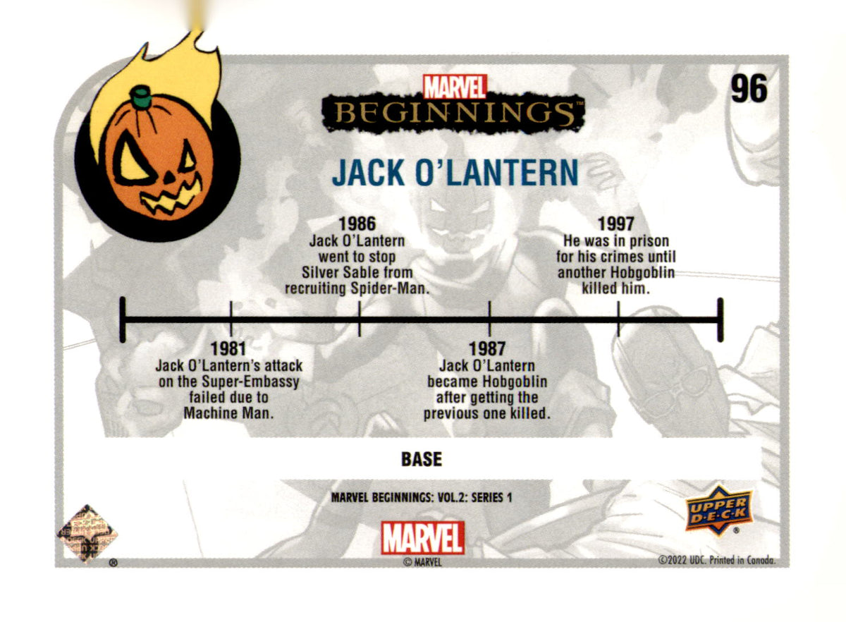 2022 Upper Deck  Marvel Beginnings Volume 2, Series 1 Jack O'Lantern Card