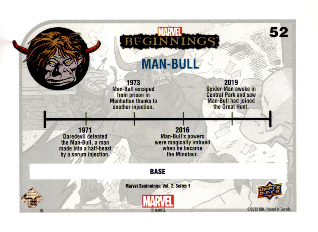 2022 Upper Deck Marvel Beginnings Volume 2, Series 1 Man-Bull Card