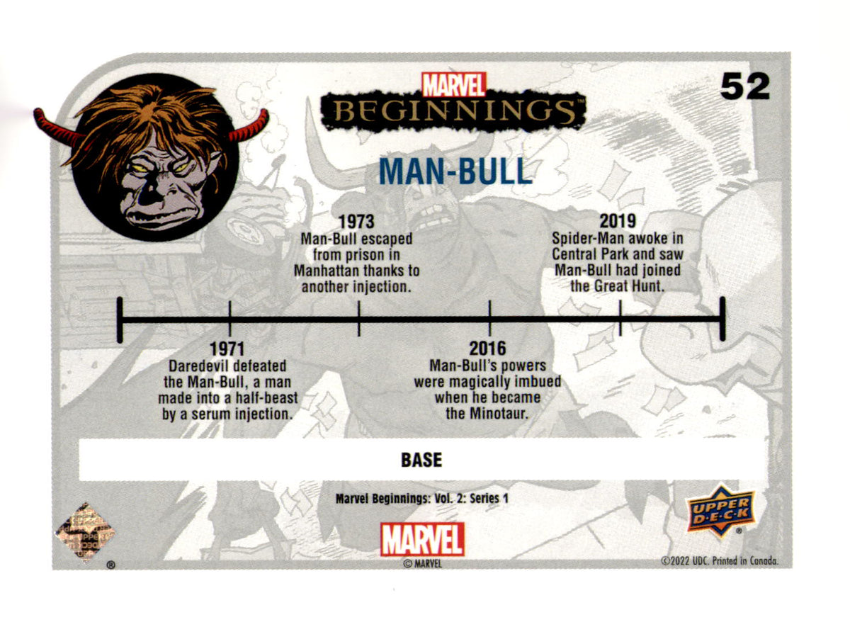 2022 Upper Deck Marvel Beginnings Volume 2, Series 1 Man-Bull Card