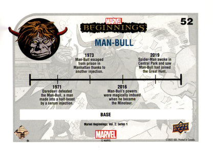 2022 Upper Deck Marvel Beginnings Volume 2, Series 1 Man-Bull Card