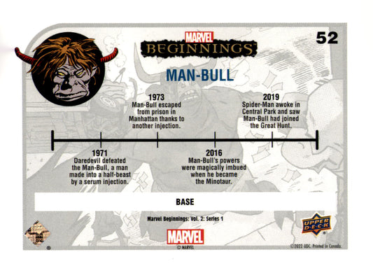 2022 Upper Deck Marvel Beginnings Volume 2, Series 1 Man-Bull Card