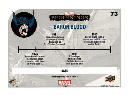 2022 Upper Deck Marvel Beginnings Volume 2, Series 1 Baron Blood Card