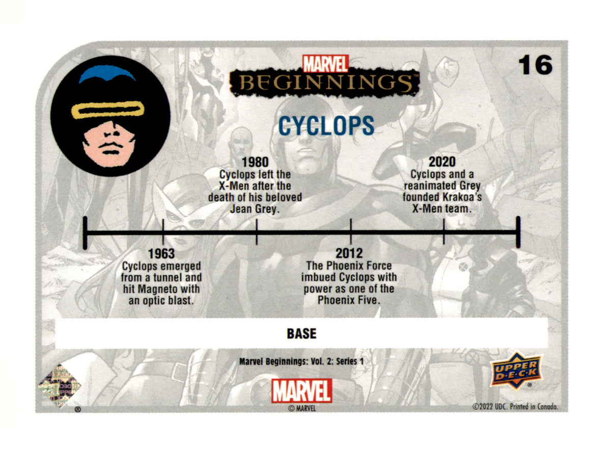 2022 Upper Deck Marvel Beginnings Vol 2 Series 1 Cyclops Base #16 X-Men