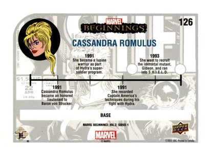 2022 Upper Deck Marvel Beginnings Volume 2, Series 1 Cassandra Romulus Card
