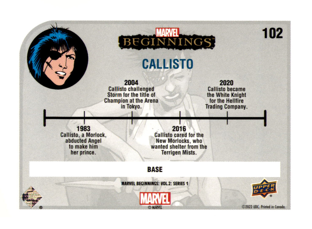 2022 Upper Deck  Marvel Beginnings Volume 2, Series 1 Callisto Card